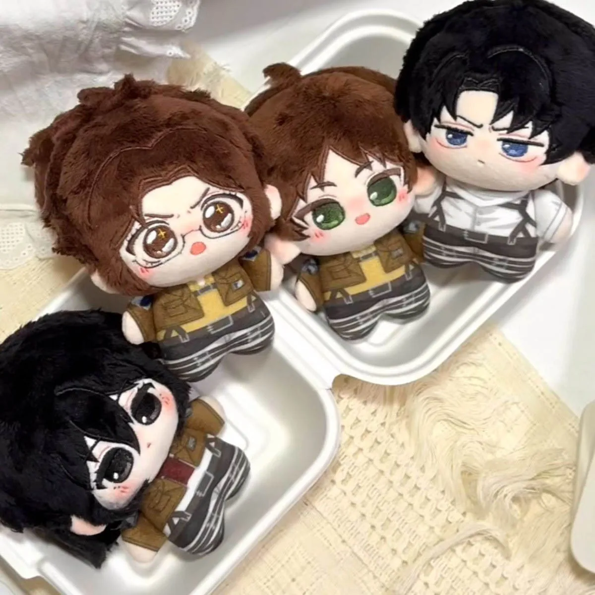 Anime Levi Ackerman Eren Jaeger Mikasa·Ackerman Hange Zoe Cosplay Cotton Doll Plush Stuffed Dolls Soft Room Decoration Gifts