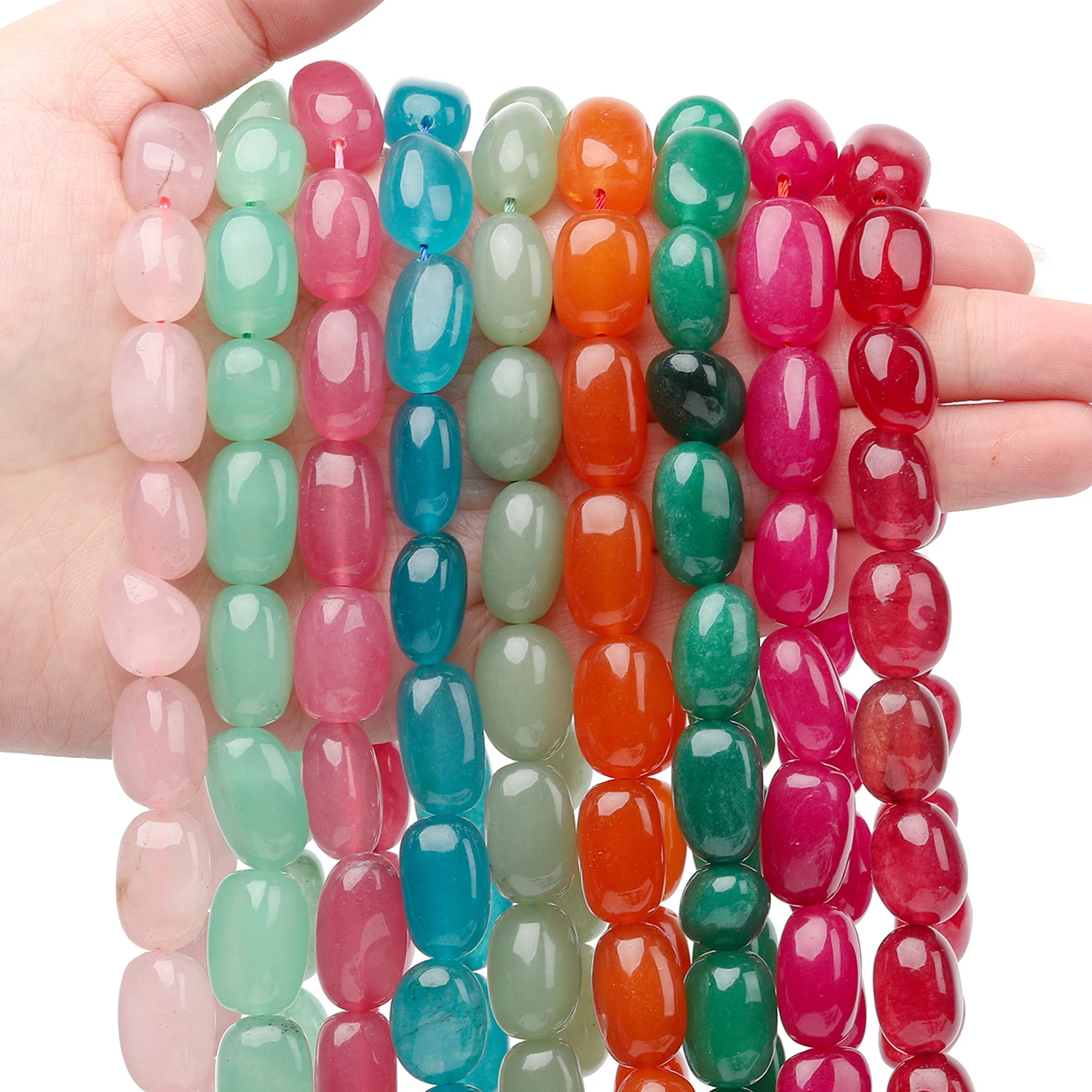 18x12mm Irregular Chalcedony Beads Natural Stone Multicolors Loose Spacer Beads For Jewelry Making DIY Bracelet Accessories 15''