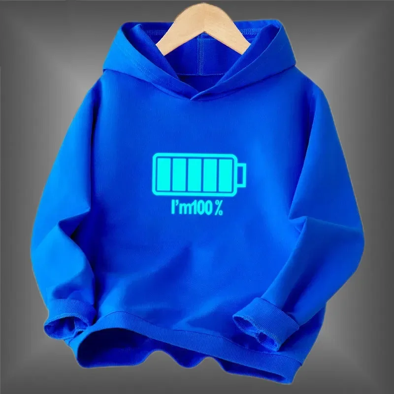 Kids Luminous Hoodies Boy Girl Streatwear Hoody Sweatshirt Pullover Casual Clothing Funny Battery Long Sleeve Glowing Clothes