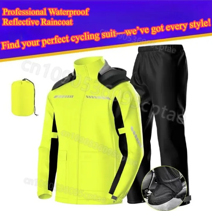 Waterproof Split Motorcycle Rainsuit – Lightweight Windproof Jacket & Pants Reflective & Foldable Motorbike Cycling Rain Suit 비옷