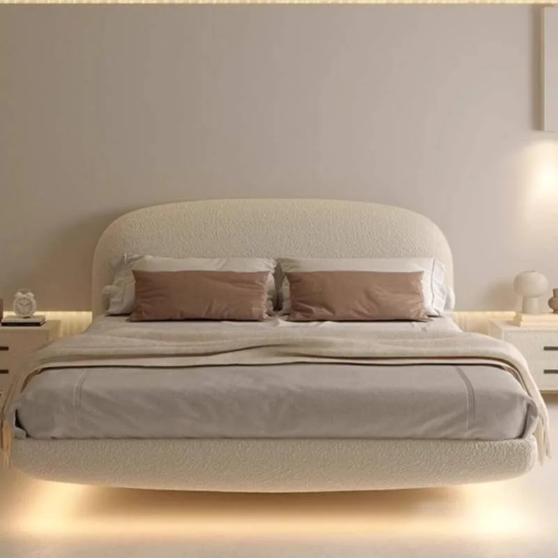 Large Couples Double Bed Bedside Table Decoration Floating Headboards Double Bed Queen Single Camas De Dormitorio Furniture Home
