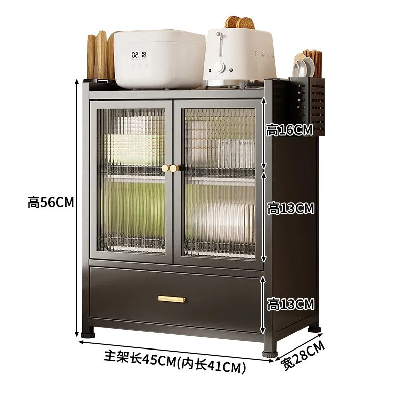 

Kitchen Shelf Microwave Oven Dish Storage Dust Shelf Countertop Drain Rack Knife Holder Simple Side Cabinet