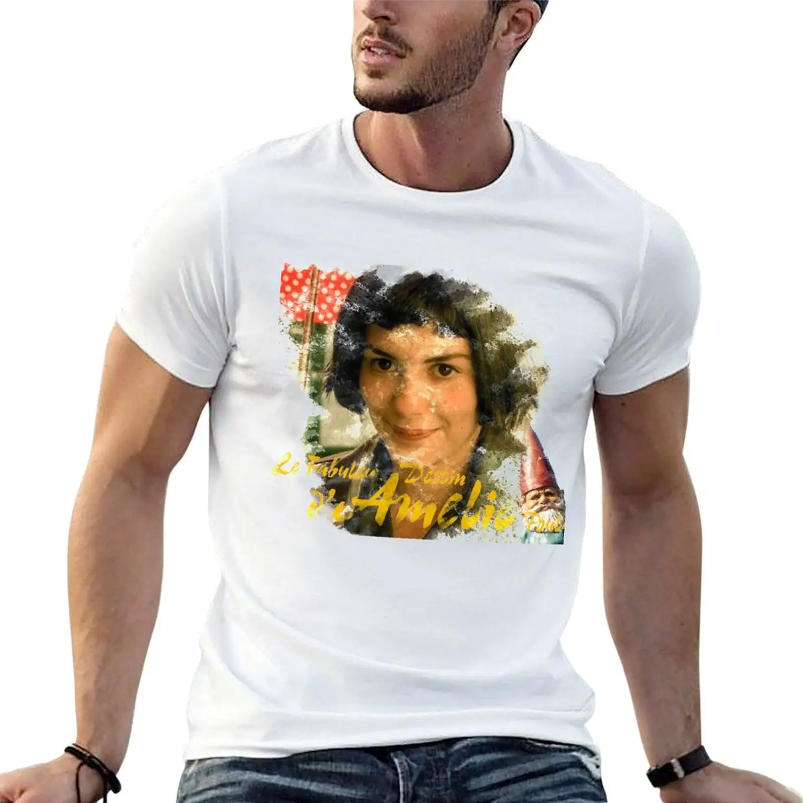 

Amelie Poulain Watercolor Poster T-Shirt mens graphic t shirts cotton t shirt man T-Shirt