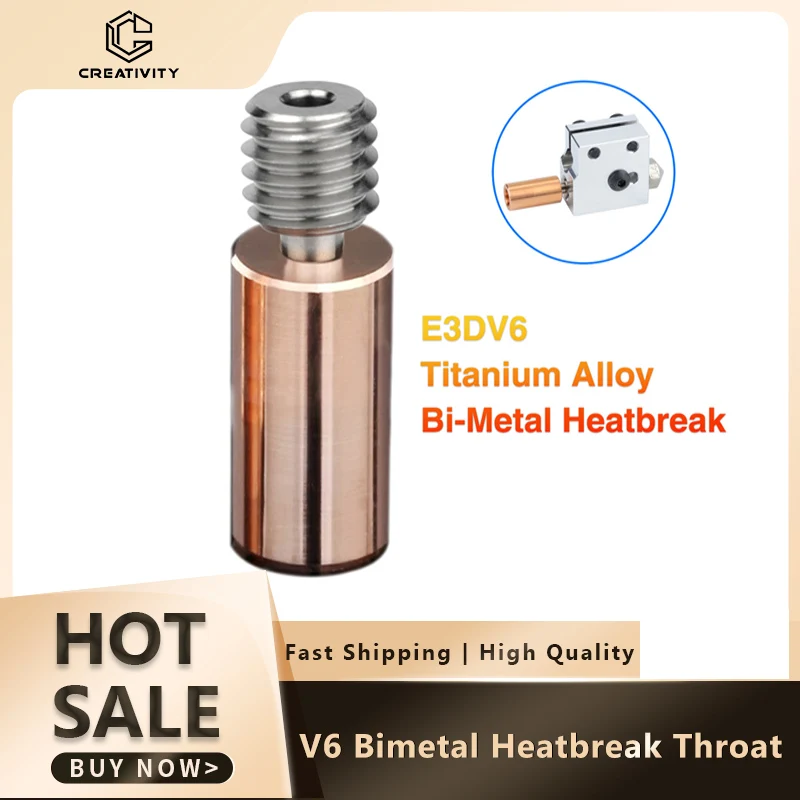 Kreatywność Bimetal Heatbreak Titanium Alloy Heat Break V6 Throat 1.75mm Copper Plating Tube For Sidewinder X1 X2/Genius Hotend