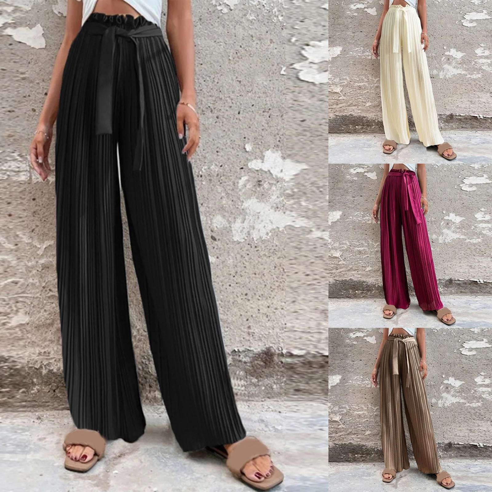 

Plus Size Cotton Linen Women Pants 2024 High Waist Wide Leg Long Trousers Autumn Female Clothing Elegant Large Size Length Pants