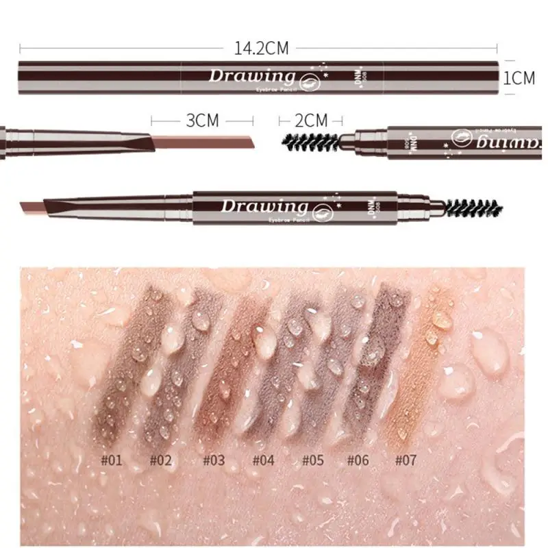 Lápiz de cejas de doble punta resistente al agua, potenciadores de cejas de larga duración, herramientas cosméticas de maquillaje de ojos con pincel, lápiz de extensión de cejas