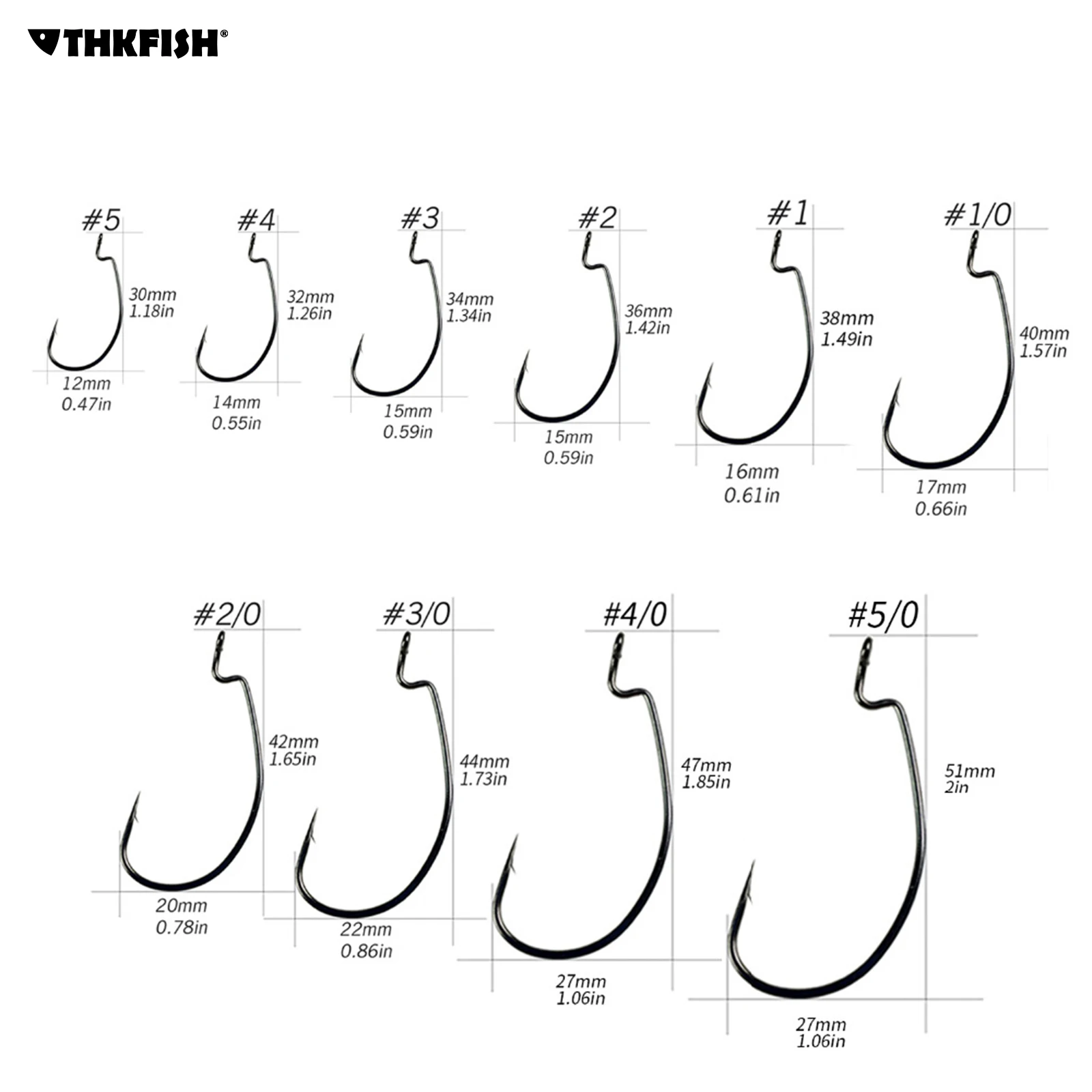 10pcs Offset Fishing Hooks Crank Worm Fishhook 1205 #5-#5/0 High Carbon Steel Barbed Hook For Soft Lures Fishing Accessories