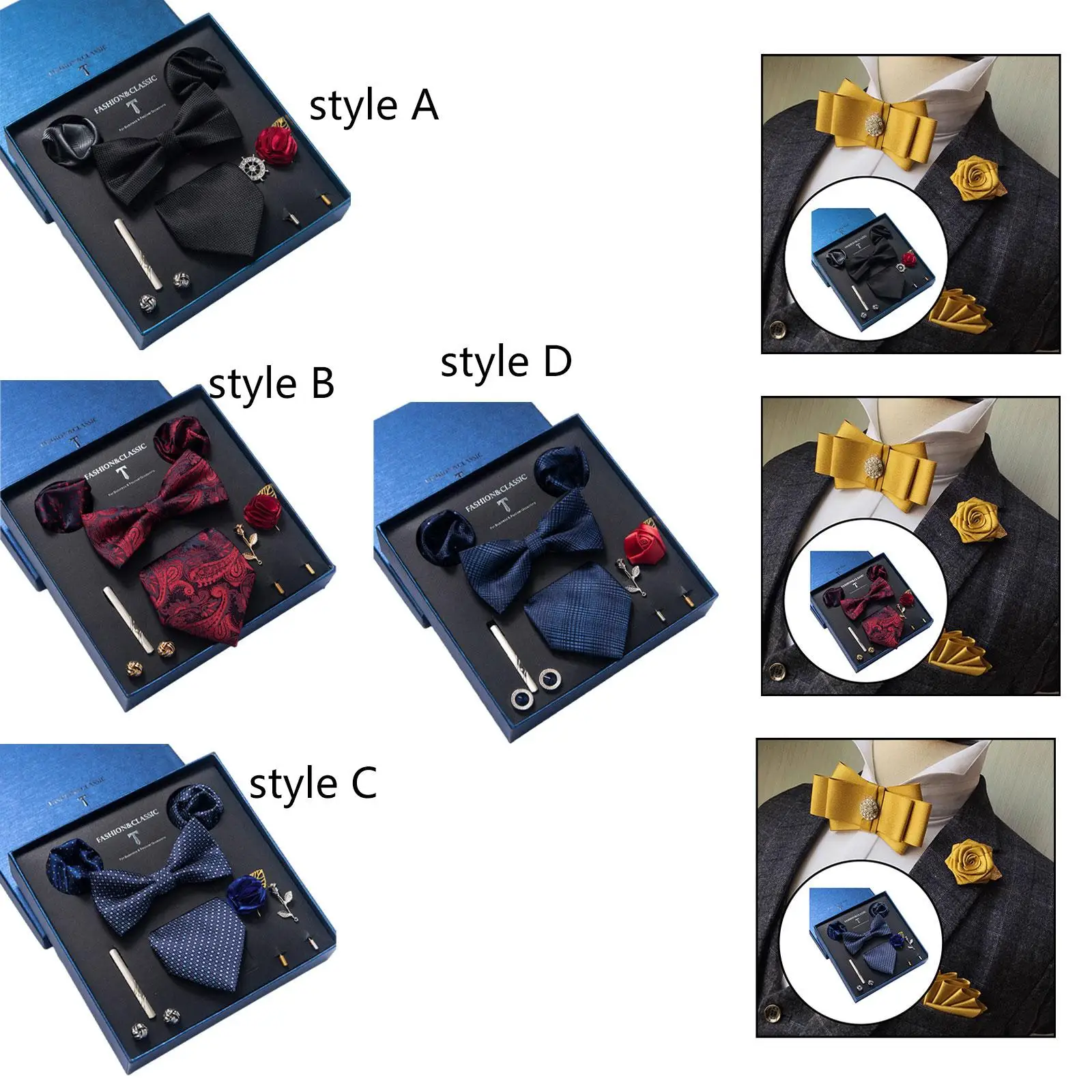 

Набор галстуков для мужчин: универсальные бабочки и классические галстуки в подарочной коробке – идеальный подарок на свадьбу, для мужа, парня, отца