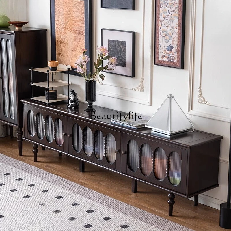 

French retro solid wood TV cabinet American high-end medium and antique furniture