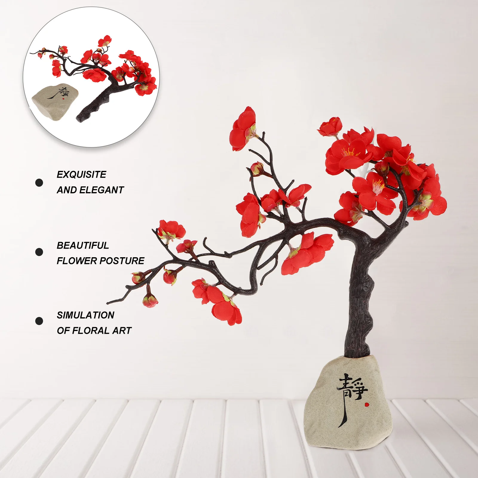 

Artificial Plum Blossom Branch Red Beautiful Color for Home Use Artificial Plum Blossom Decoration for Bedroom Bookshelf Display
