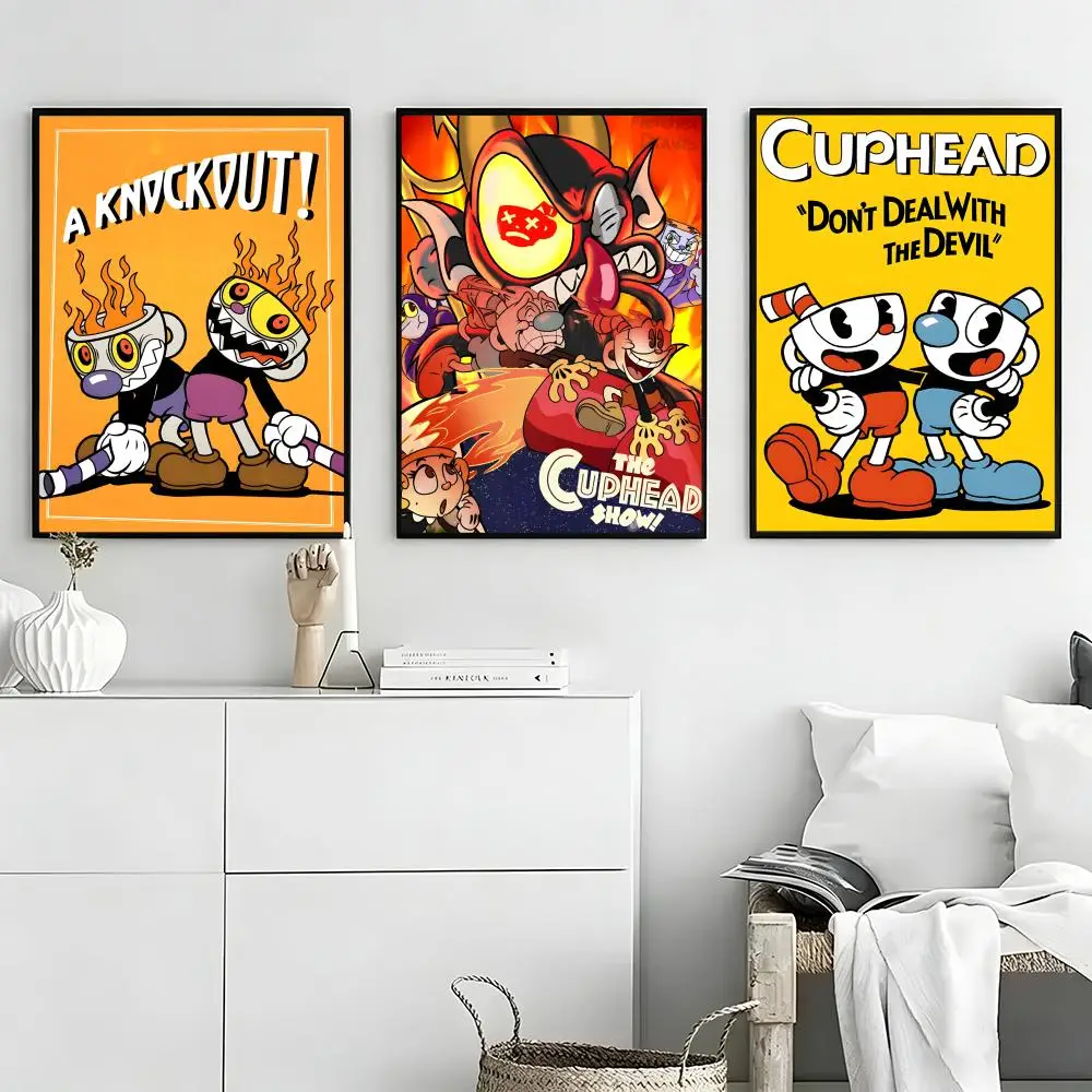 Game Cuphead Poster High-definition  poster stickers, suitable for bedroom, living room, home decoration