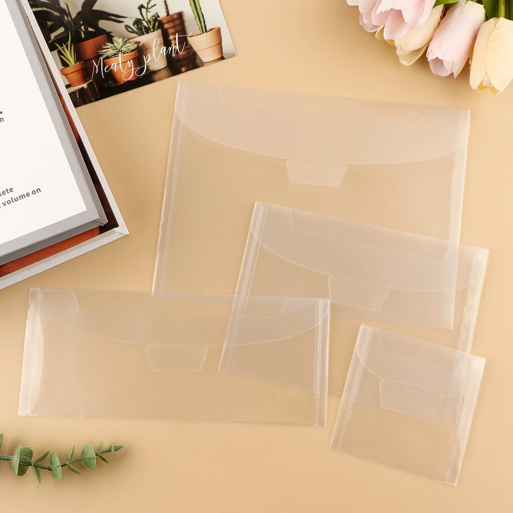 10pcs/set Clear Stamp Die Storage Bag 3.9*3.9/5*7/5.5*7.5/3.9*9.4/7*9.4inch Resealable Plastic Envelopes Pockets for DIY Storage