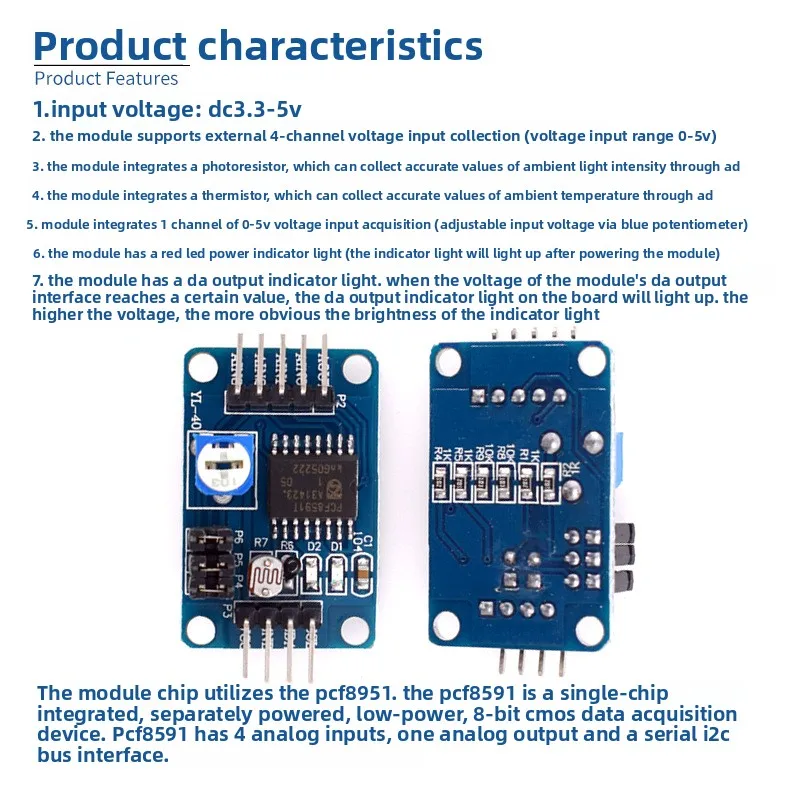 PCF8591 Module AD DA Converter with Dupont Wires for Analog Digital Signal Conversion