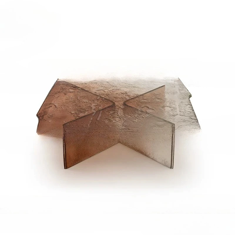 Brown glass coffee table Italian minimalist creative square living room low table modern tea table Nordic