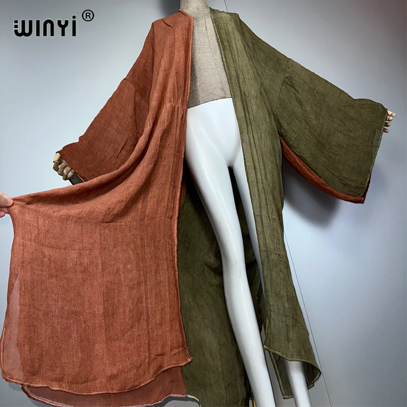 Winyi verão retro quimono praia cobrir maiô africano feminino boho cardigan abaya dubai luxo férias quimono vestido de praia