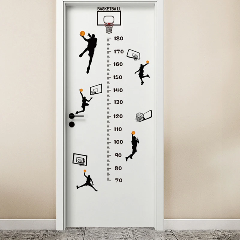 Basketball Boy Height Measure Wall Stickers For Kid's Bedroom Self-Adhesive wall Stickers Child Growth Height Ruler Stickers