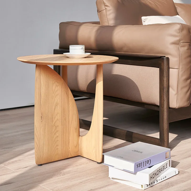 Nordic Simple Ash Wood Side Table Small Coffee Table Silent Style Side Table Solid Wood round Creative Wood Color