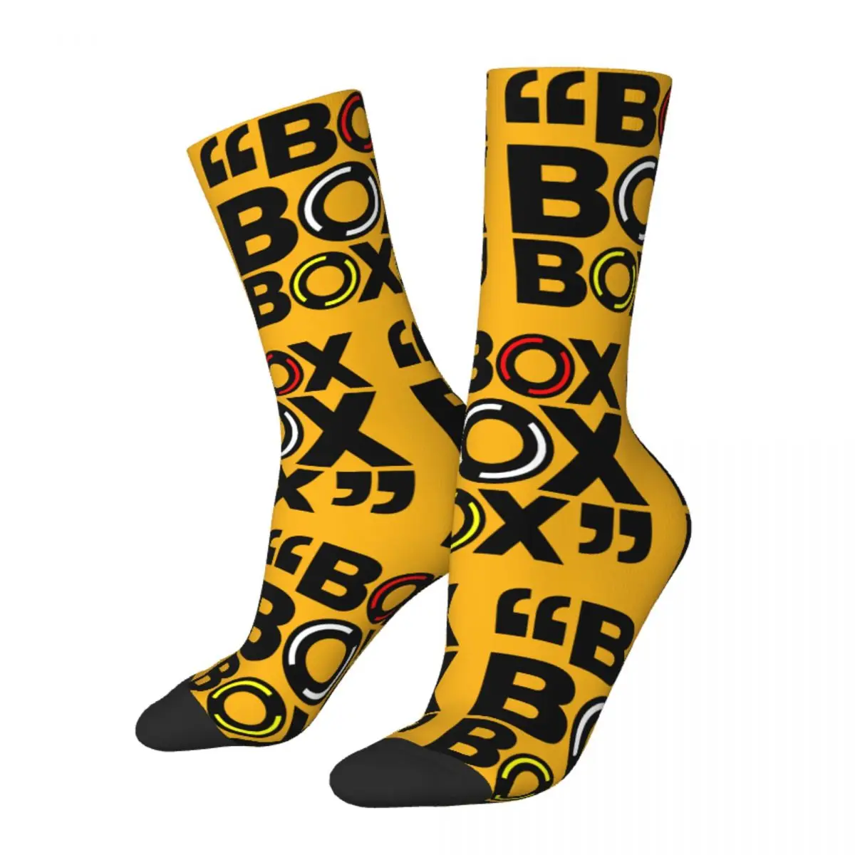 Funny Crazy Sock for Men Box Box Box Formula 1 Tyre Compound Hip Hop Vintage  Seamless Pattern Printed Boys Crew Sock Novelty