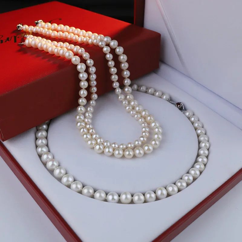 , Handcrafted, Near-Round, Natural Freshwater Pearl Necklace With A Strong Luster