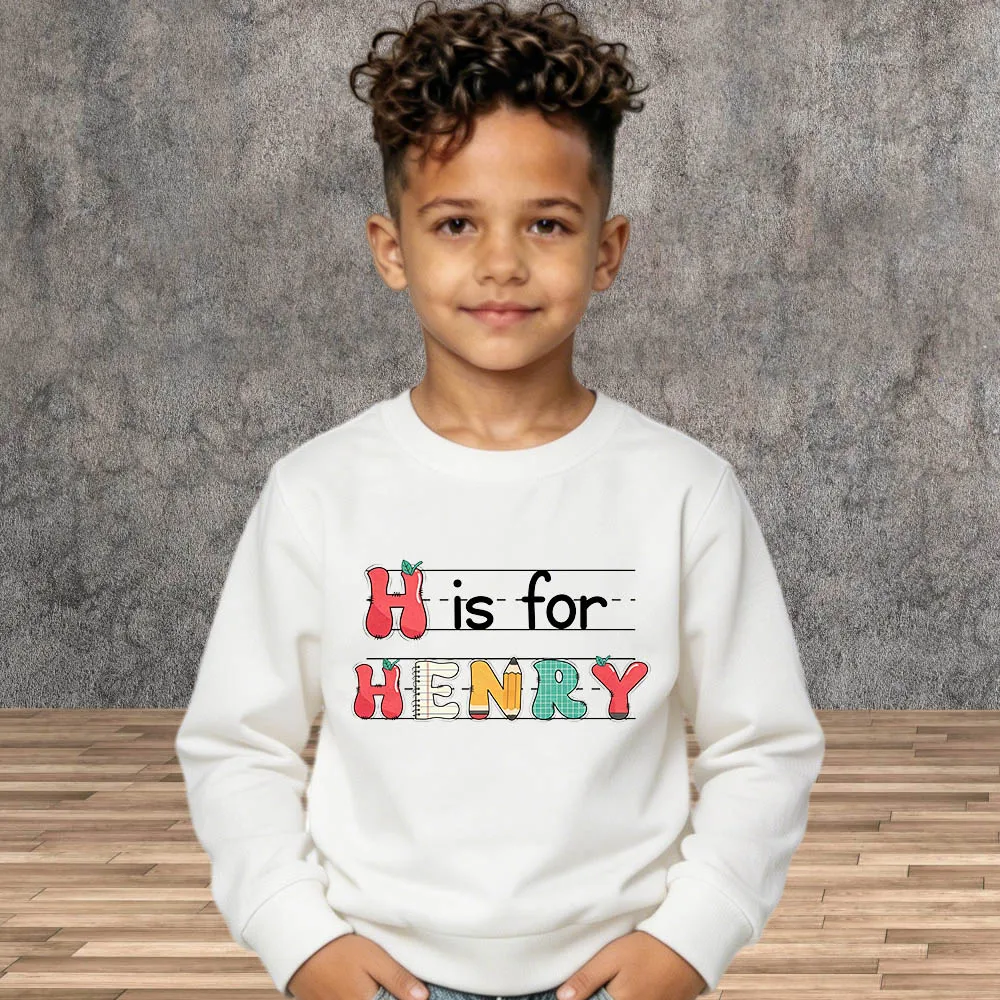 Boys Girls Custom Name Back To School Sweatshirt Toddler First Day of School Hoodies Top Personalized Kindergarten Outfit Jumper