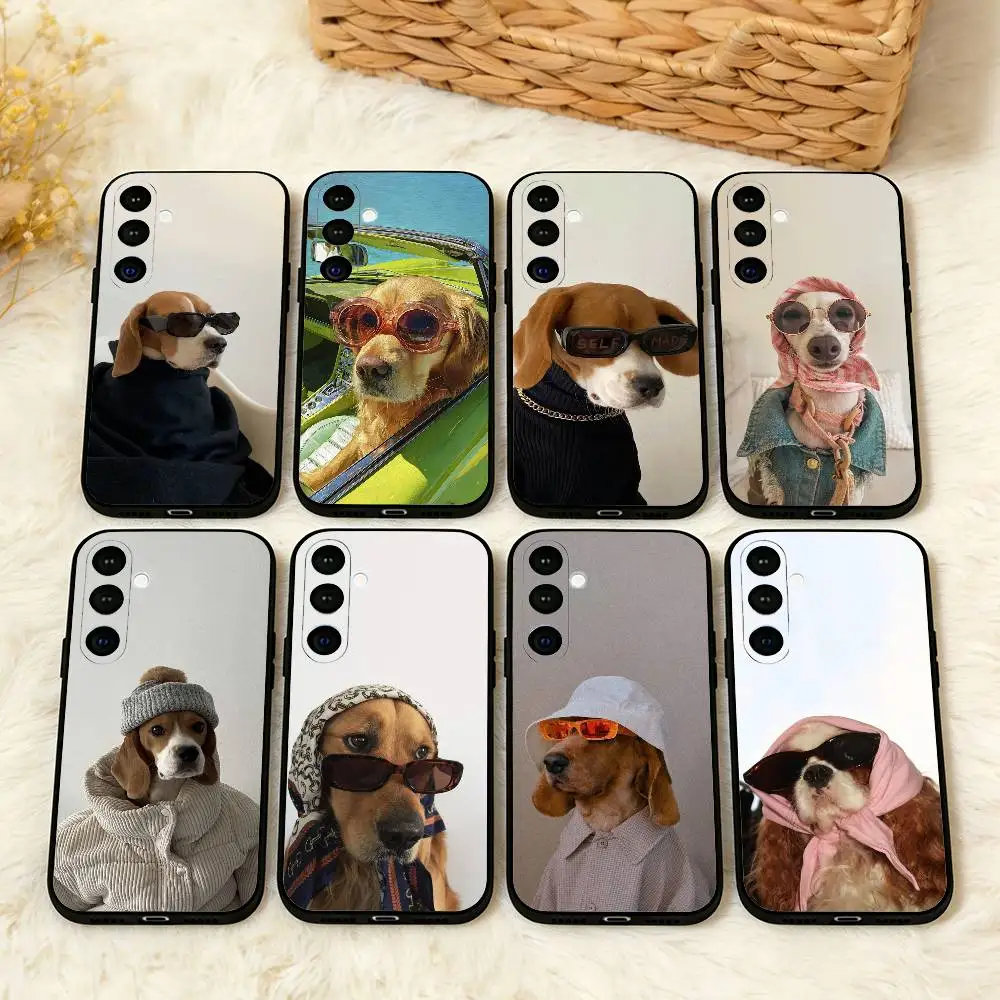 

P-Pet Puppy Dog Cute Phone Case For Samsung A73,72,71,A52,51,40,41,A22,A32,31,A13, Soft Black Shell