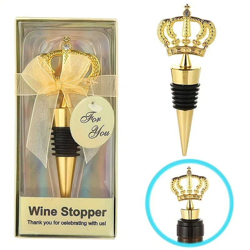 1PC Crown Shaped Wine Stoppers Birthday Party Favors Wedding Return Gifts Anniversary Keepsakes Freshness Preserver
