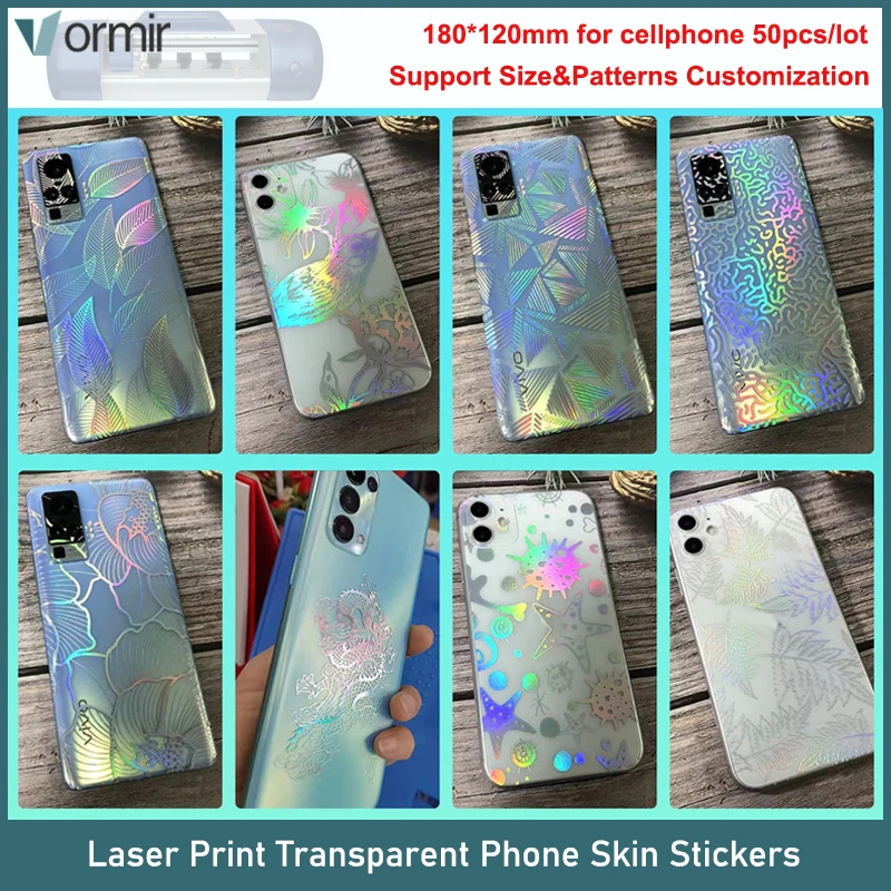 Vormir 50 sztuk telefon komórkowy przezroczysty Film Wrap powrót szklana skóra dla iPhone 14 13 12 druk laserowy naklejki do maszyny hydrożelowej