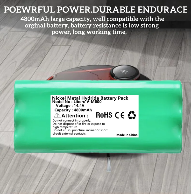 Imagem -05 - Bateria 14.4v Ni-mh 4800mah Aspirador Robô Recarregável para Libero V-m600 M606 Vbott270 271 Papago S30c Vone T285d