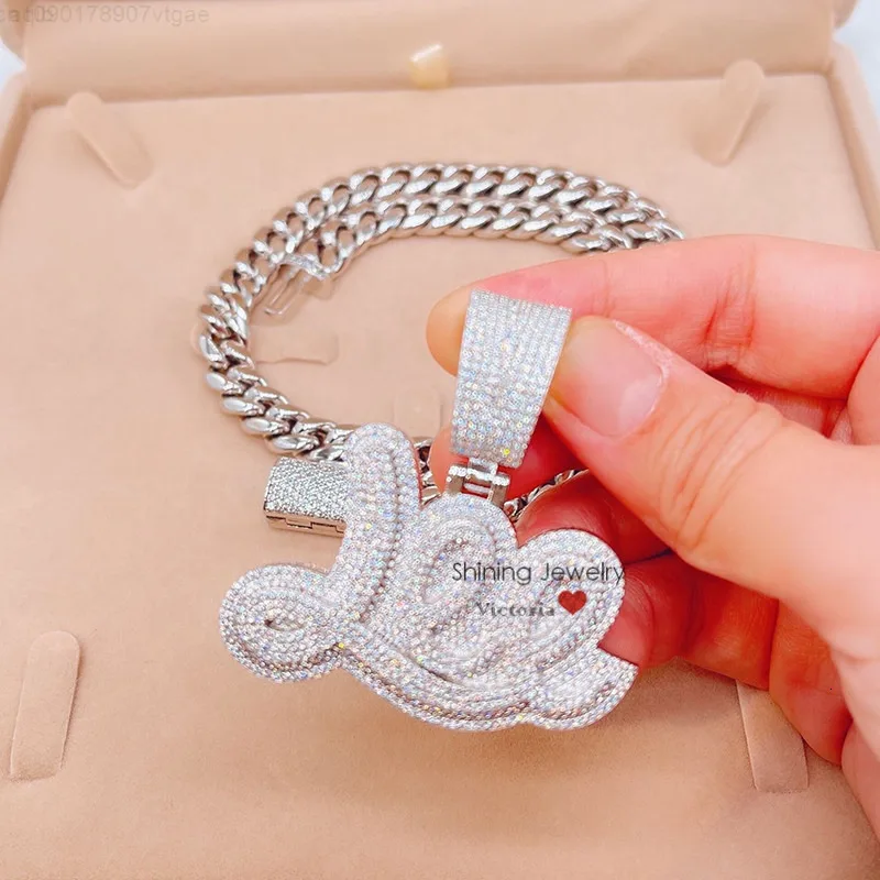 

Name Necklace Iced Out Moissanite Lab Diamonds Customized Jewelry Small