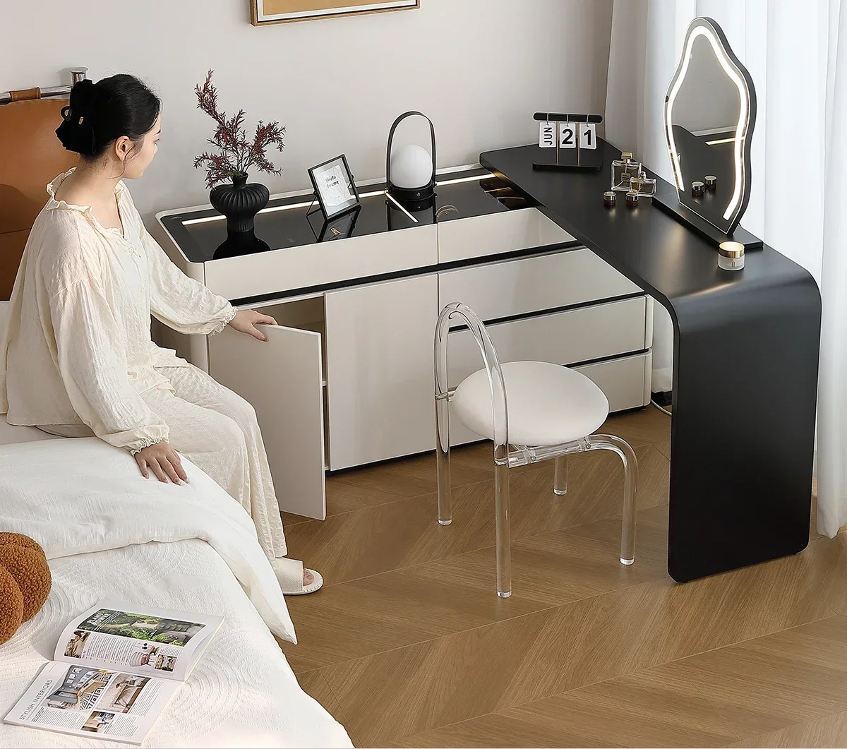 JJDresser Integrated Chest Cabinet Italian Minimalist Extremely Narrow Ultra-narrow Ultra-thin Bedside Cabinet