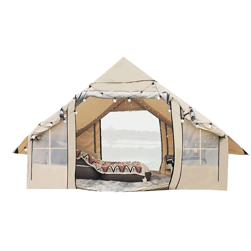 

Convenient Cotton Fabric Luxury Outdoor Inflatable Tent Fully Automatic Waterproof 3-5 People Capacity Two-Bedroom One-Living