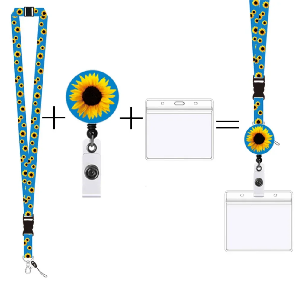 Fresh Green Yellow Sunflower Keychain Keycord Lanyards for Keys ID Card Name Badge Holder Mobile Phone Hang Rope Keyring