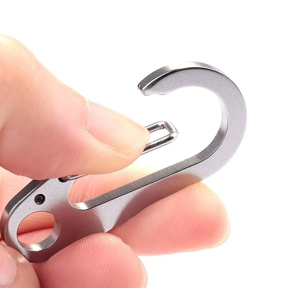 1pc Stainless Steel Keychain D-shaped Carabiner Spring Quick Hanging Buckle Waist Umbrella Rope Outdoor Multifunctional Buckle