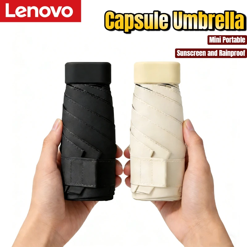 

Ультракомпактный мини-зонт Lenovo с черным покрытием, портативный карманный зонт для солнца и дождя, легкий дорожный зонт для женщин и мужчин