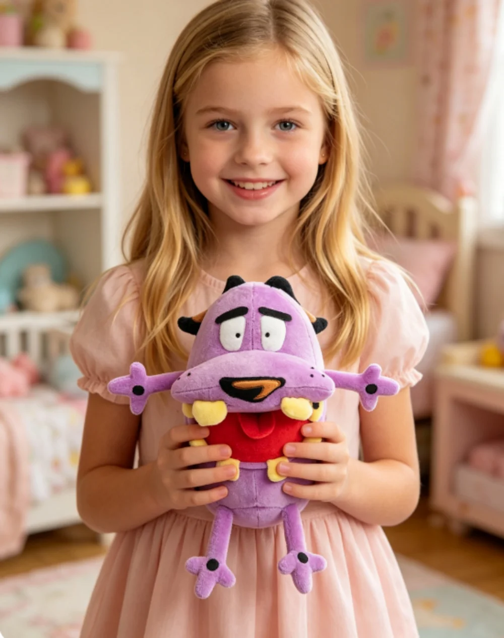 

In Stock Courage Eggplant Plush Toy Soft Stuffed Purple Cowardly Dog Doll Comforting Gift For Anime Fans Collectors Home Decor