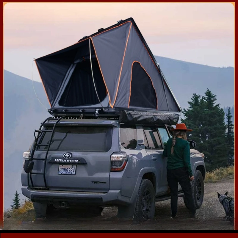 Outdoor Camping Waterproof and Windproof Vehicle-mounted Tent for SUVs. Aluminum Alloy Camping Triangular Roof Tent.
