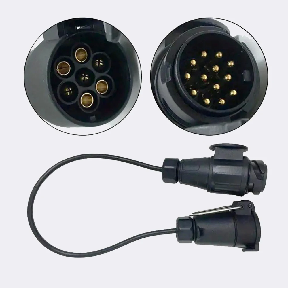 12V Car Adapter Connector Plug 7 Pin To 13 Pin Round Connector Towing Trailer Plug Truck Part Trailer Light Extension Adaptor