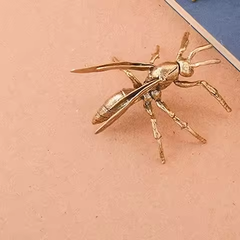 Solid Brass Insect Honeybee Figurines Miniatures Tea Pet Funny Beetle Crafts Collection Desktop Small Ornaments Home Decorations