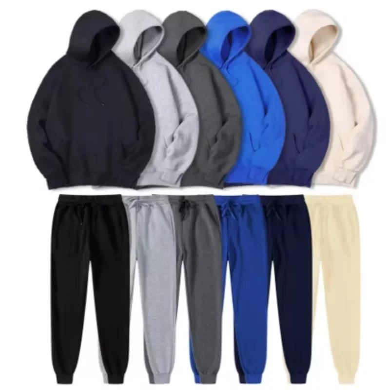 

2026 Spring Hooded Sportswear Set Long Sleeve Pullover Sweatpants 2 Piece Set Fitness Running Suit Set Casual Hooded Sweatshirt