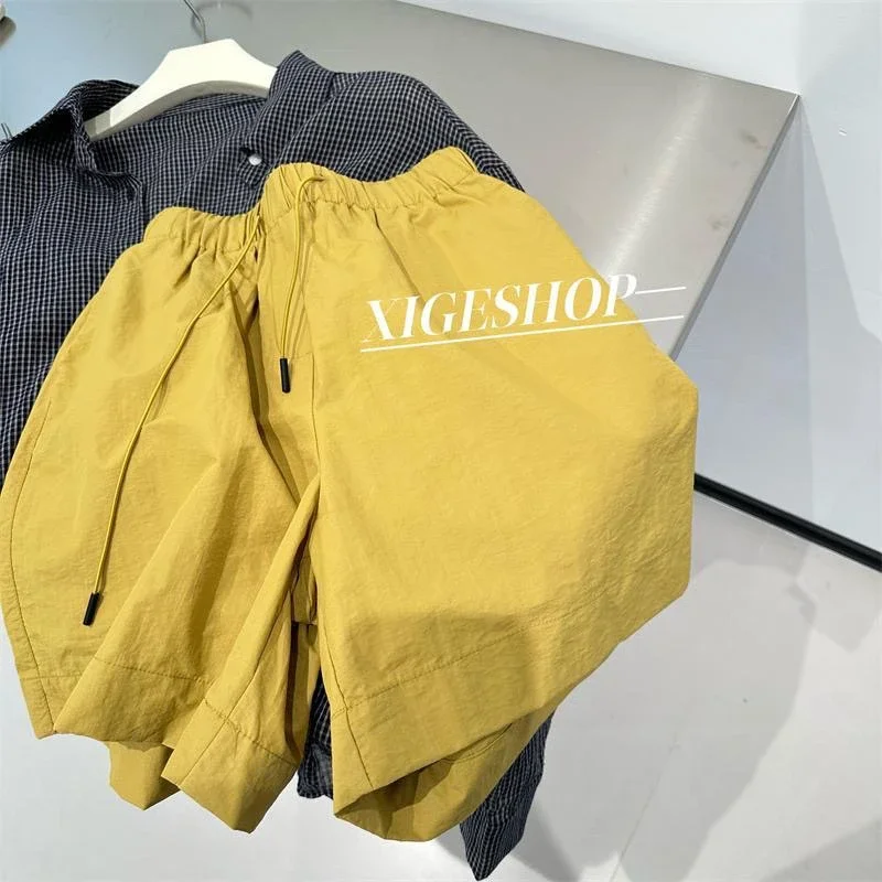 

Women's Elastic Waist Quick Dry Casual Shorts Loose A Line Summer Solid Color Hot Pants