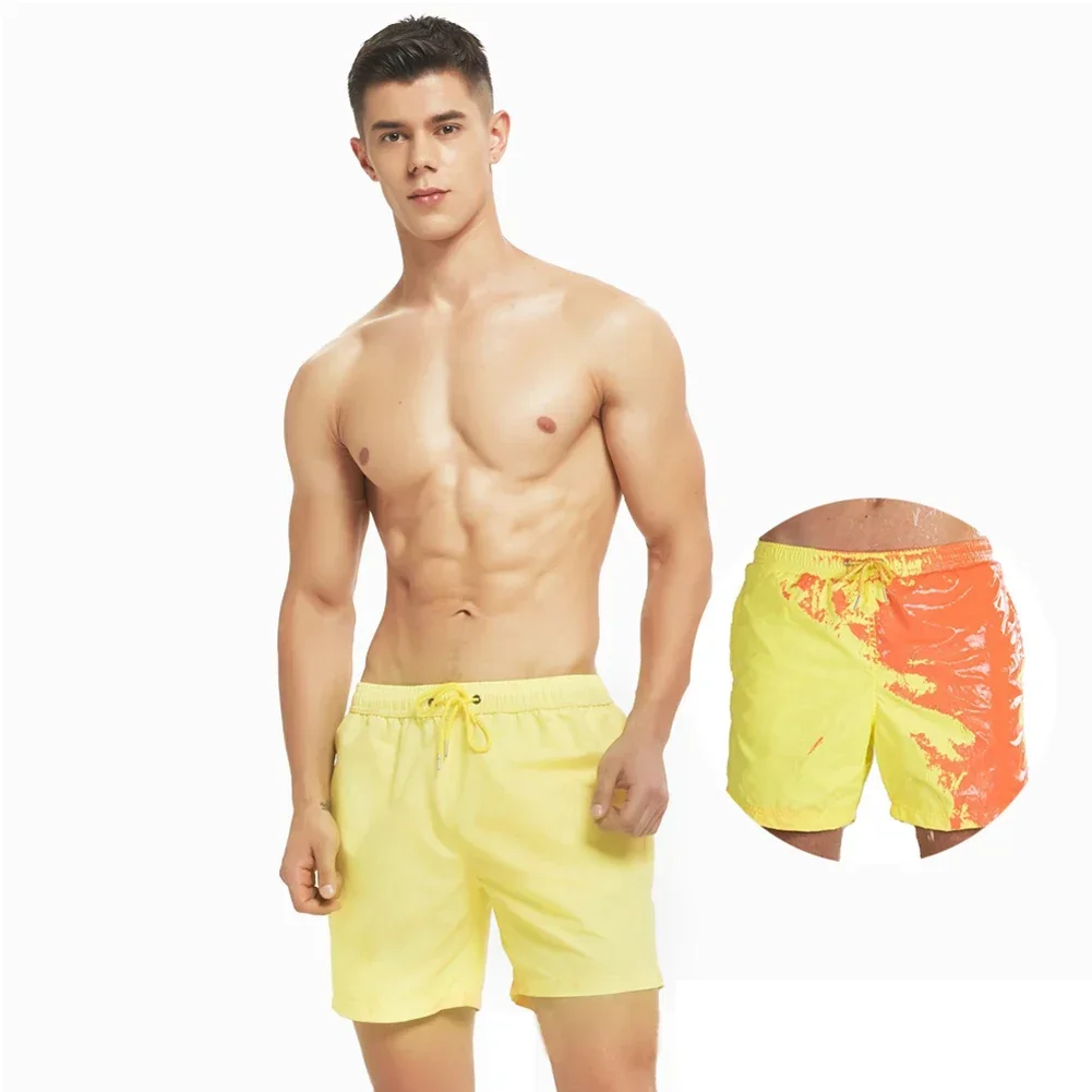 Calção de praia masculina colorida, calção de banho, maiô, banho seco rápido curto, calça fria de gelo, verão