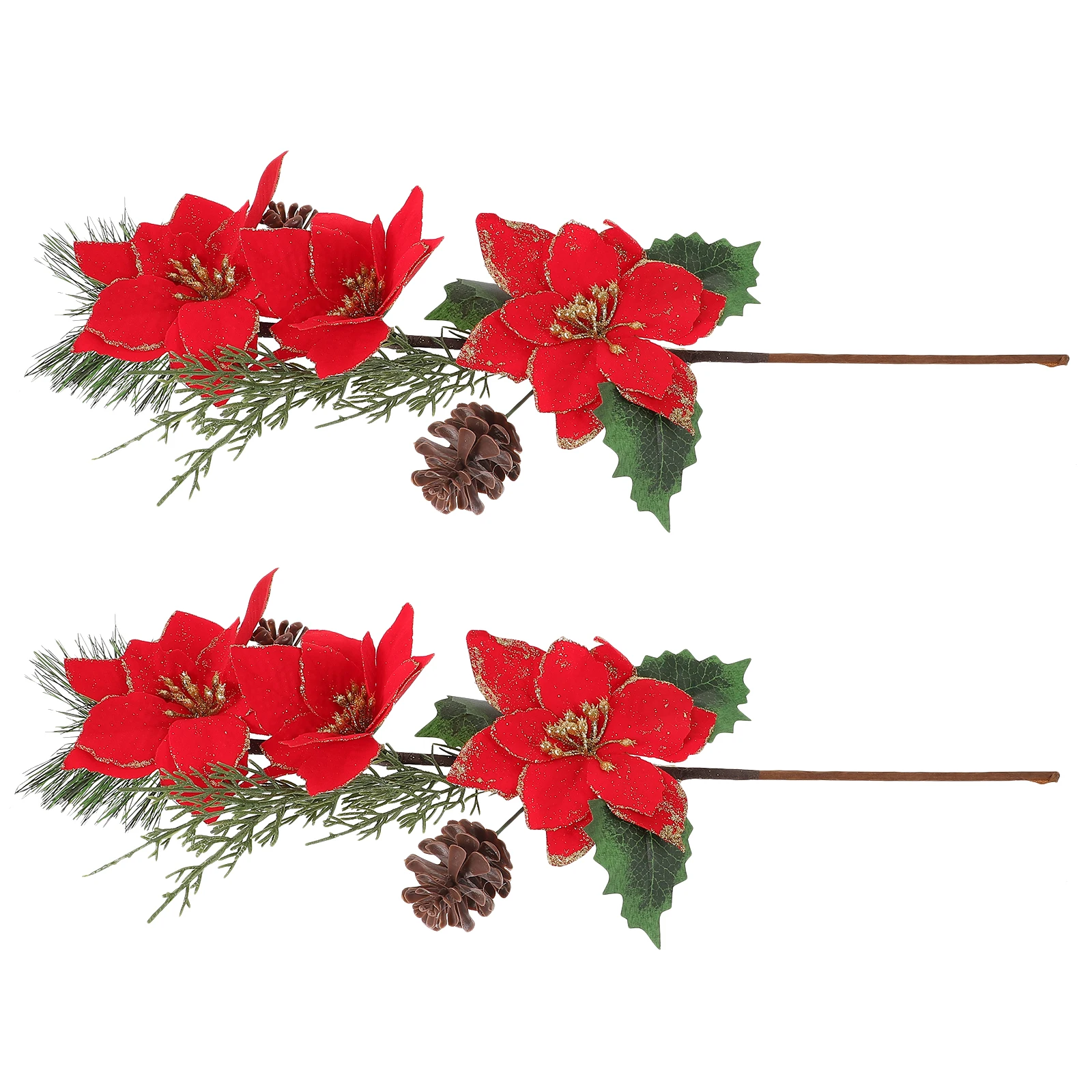

2 Pcs Flower Picks Home Decor Tree Decoration Holiday Stems Decorations Ornaments