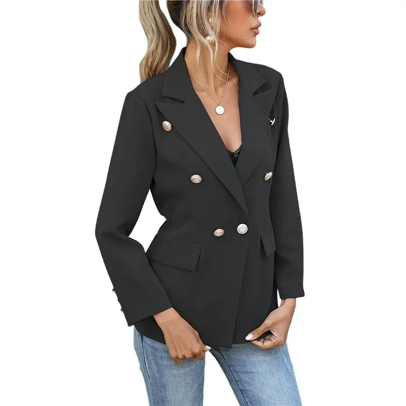 

A24F-Women Blazer Jacket Business Casual Open Front Business Casual Lapel Elegant Coat With Pockets
