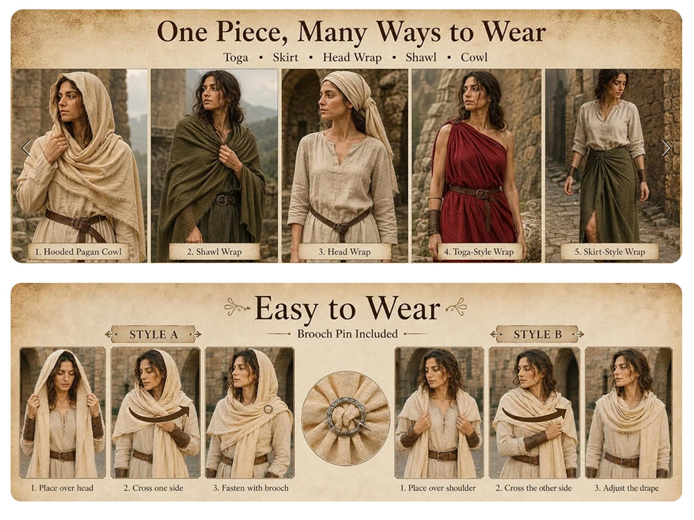 Medieval Viking Pirate Scarf Hood Cloak Halloween Cosplay Middle Ages Mittelalter Shoulder Cowl
