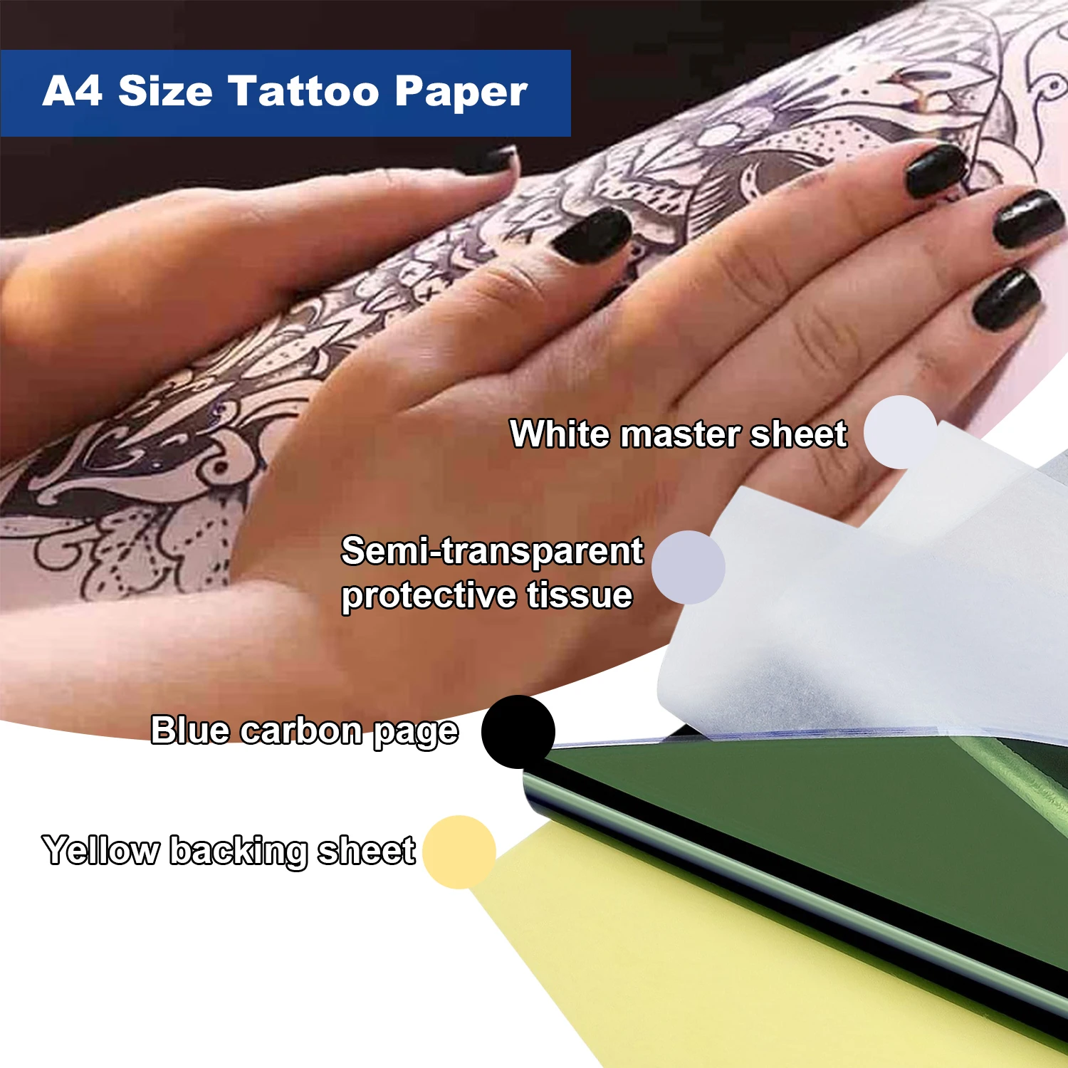 10/20/30/40/50/100Pcs 4 Ply A4 Tattoo Transfer Paper Thermal Stencil Carbon Paper for Tattoo Thermal Printer Tattoo Supplies