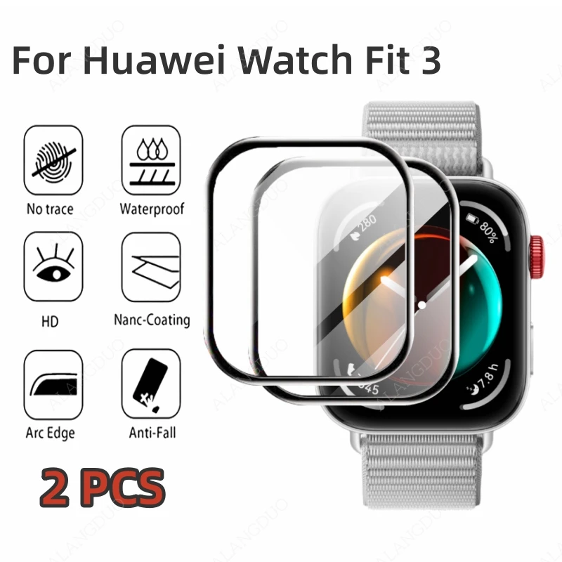 2 PCS 3D Protective Film For Huawei Watch Fit 3 Fall prevention Full Cover Screen Protector For Huawei Watch fit3 Soft Film