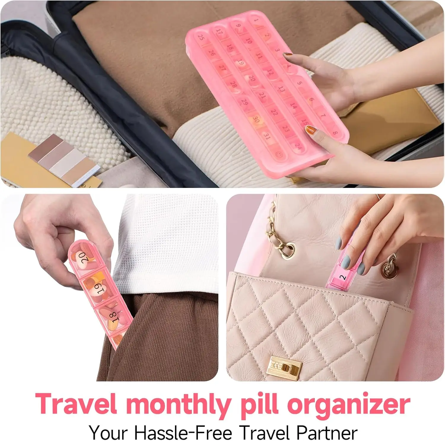 Monatlicher Pillenorganizer 1 Mal pro Tag, Große Monatliche Pillenbox, 1x Täglich für Reisen Nie Nachfüllbar 31-Tage-Täglicher Medikamentenbehälter – Detail 6