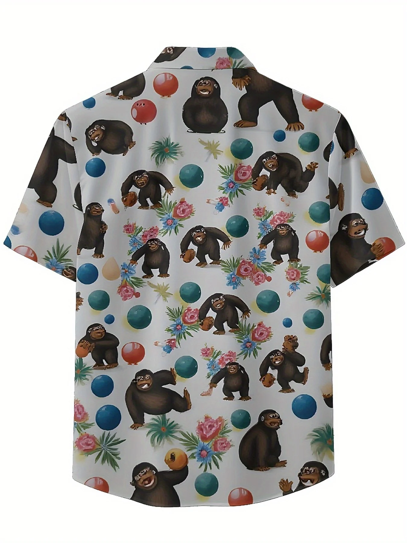 Men's Plus Size Hawaiian Shirts Monkey Theme Pattern, Button Up Shirts, Unisex Casual Clothing, Summer Tops