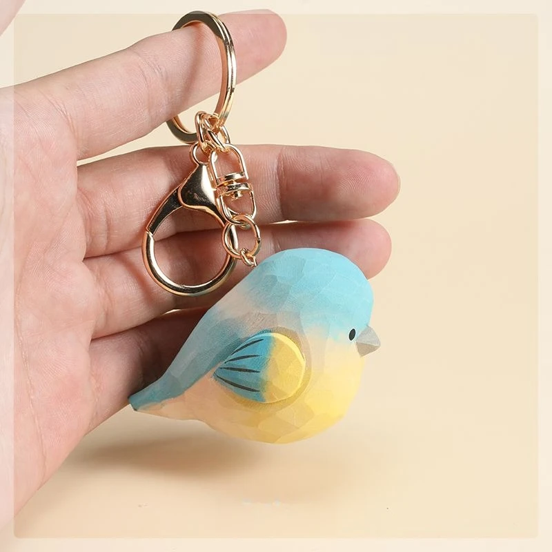 

Minimalist Solid Wood Bird Pendant，Hand Carved Keychain，Multi-functional Car & Bag Accessory，Heartwarming Gift，Christmas