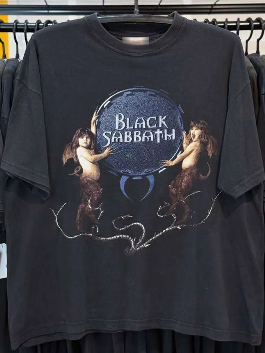 Black American Vintage Metal Half Sleeve T-Shirt Short Sleeve Cotton round Neck Youth Popular Casual Breathable Printed T-Shirt